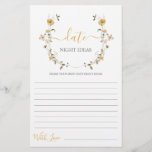 Date Night ideas wildflower bridal shower card<br><div class="desc">Wildflower spring floral date night ideas bridal shower game card</div>