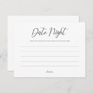 Date Night Jar Sign Wedding Advice Shower Cute Card