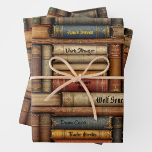 Date Night with a Book Customise Name Birthday Wrapping Paper Sheet