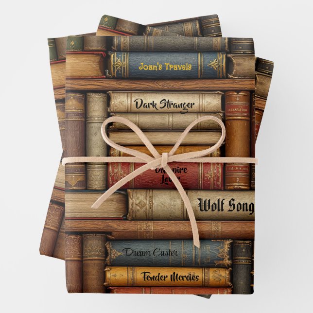 Date Night with a Book Customise Name Birthday Wrapping Paper Sheet (In situ)