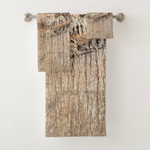 Date Palm Tree Trunk Texture Closeup Photo Image Bath Towel Set