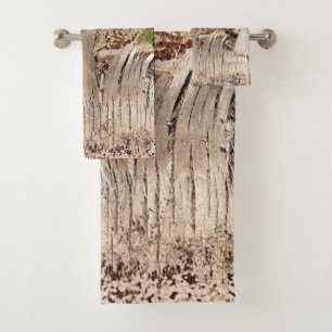 Date Palm Tree Trunk Texture Closeup Photo Image Bath Towel Set