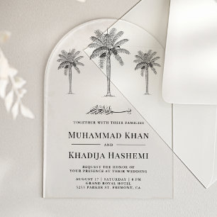Date Palm Trees Islamic Muslim Wedding Acrylic Invitations