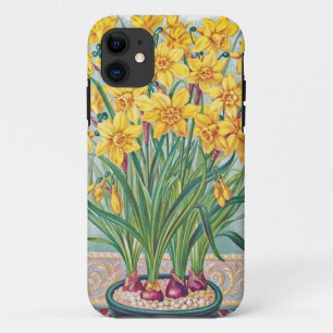 date rsvp  flowers daffodil yellow vintage iPhone 11 case