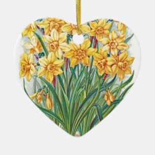 date rsvp flowers daffodil yellow vintage ceramic tree decoration