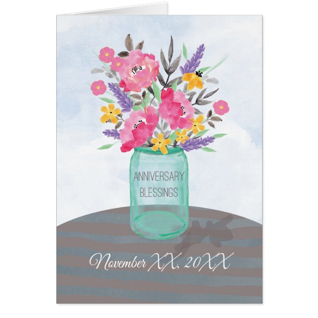 Date Specific Anniversary Blessings Jar Vase (Front)