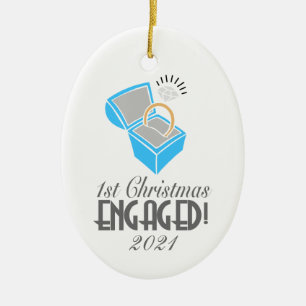Dated 1st Christmas Engaged Ornament Personalised