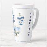 Dated Blue & White Hanukkah Tall Latte Mug<br><div class="desc">Dated Blue & White Hanukkah Tall Latte Mug</div>