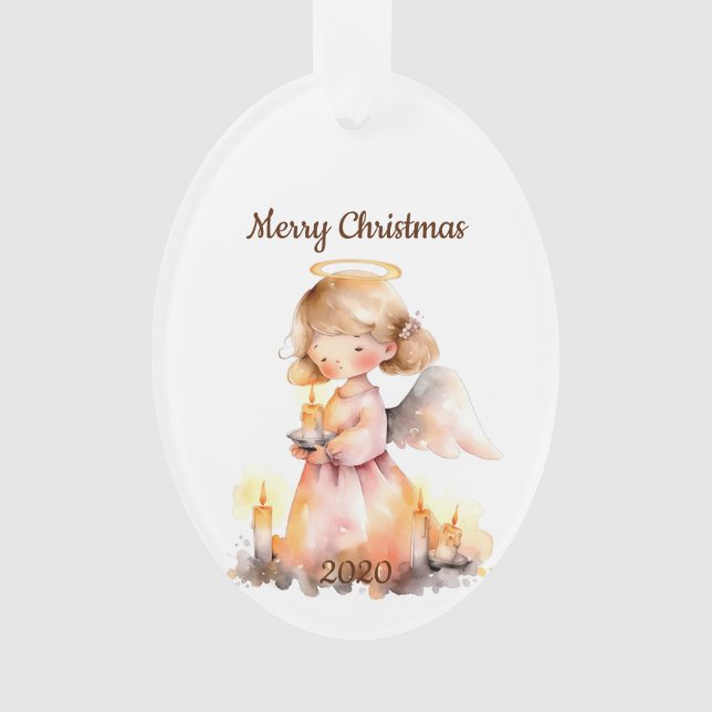Dated Christmas Angel for Joy Blessing Ornament (Front)