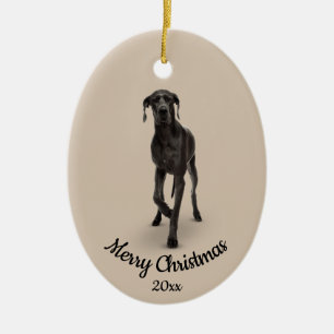 Dated Custom Photo Christmas Great Dane Dog Pet Ceramic Ornament