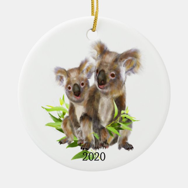 Dated Cute Little Koala Bear Australian Animal Ceramic Ornament (Front)