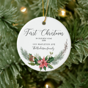 Dated First Christmas Our New Home With Names Ceramic Ornament