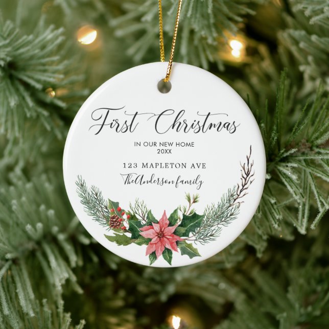 Dated First Christmas Our New Home With Names Ceramic Ornament (Tree)