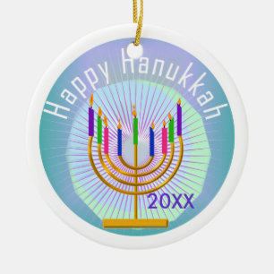 Dated Happy Hanukkah Keepsake Ornament