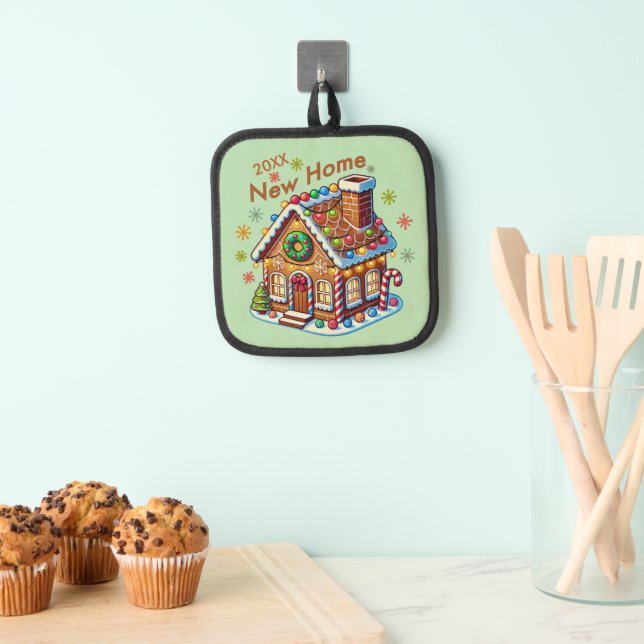 Dated New Home Gingerbread House Pot Holder (Insitu(Hanging))