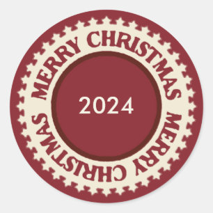 Dated Personalised Christmas  Classic Round Sticker