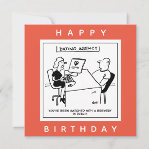Dating Agency Matches with a Brewery Funny Cartoon Card