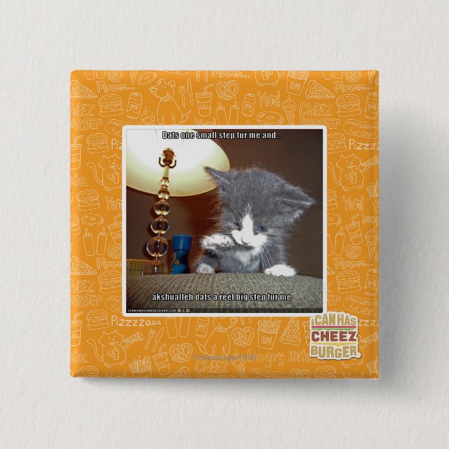 Dats one small step fur me 15 cm square badge (Front)