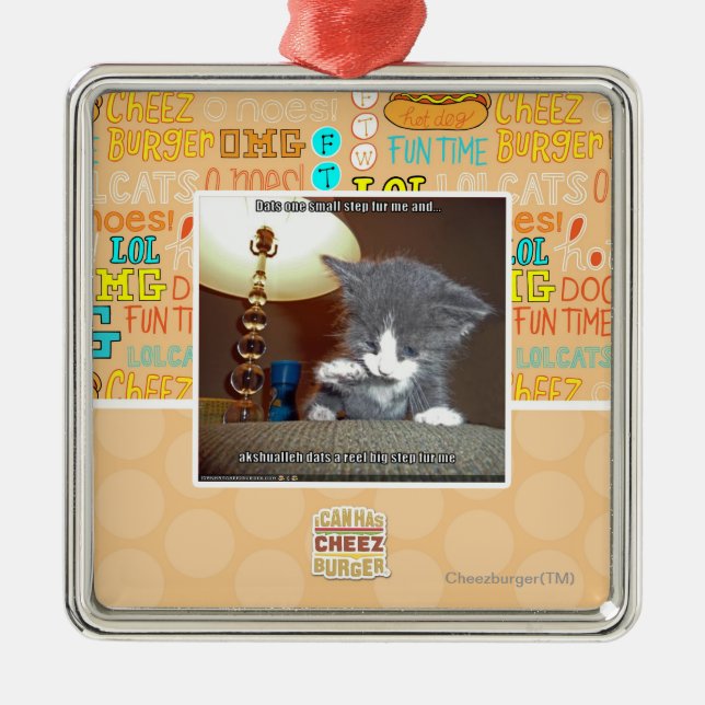 Dats one small step fur me metal ornament (Front)