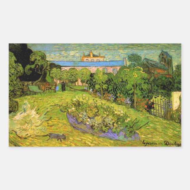 Daubigny's Garden by Vincent van Gogh, Le Jardin Rectangular Sticker (Front)