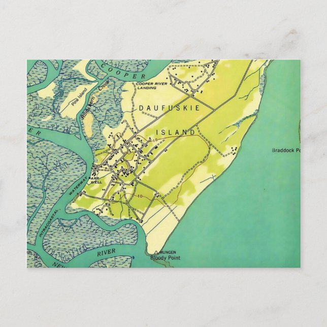 Daufuskie Island SC  Map Postcard (Front)