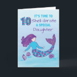 Daughter 10th Birthday Sparkly Look Mermaid Card<br><div class="desc">Use this card to greet your dearest daughter on the celebration of her upcoming 10th birthday. Showcased on the cover is an image of a beautiful mermaid and a colourful number 10 that signifies her age. Order your copy of this card now.</div>