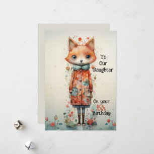 Daughter 15th Birthday Abstract Fox Holiday Card