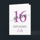 Daughter 16 pink glitter birthday card<br><div class="desc">Celebrate a milestone birthday with this elegant pink glitter-themed 16th birthday card, designed by The Arty Apples. Perfect for wishing a special young lady a happy Sweet 16, this card features a chic glittery design that adds a touch of sparkle to her special day. Whether for a daughter, niece, or...</div>