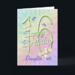 Daughter 16th Birthday Butterfly Garden Card<br><div class="desc">A rainbow of colours, pink flowers and lavender butterflies fills this girls 16th Happy Birthday card with joy for daughter. Front name and inside verse may be personalised using the template provided. You may also enjoy the matching gifts and other products available in my store. Original design by Anura Design...</div>
