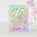 Daughter 16th Birthday Butterfly Garden Card<br><div class="desc">A rainbow of colours, pink flowers and lavender butterflies fills this girls 16th Happy Birthday card with joy for daughter. Front name and inside verse may be personalised using the template provided. You may also enjoy the matching gifts and other products available in my store. Original design by Anura Design...</div>