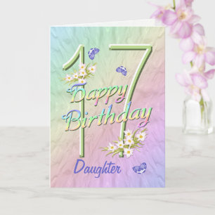 Daughter 17th Birthday Butterfly Garden Card