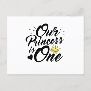 Daughter 1st Birthday Moms Dads Princess Invitation Postcard
