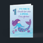 Daughter 1st Birthday Sparkly Look Mermaid Card<br><div class="desc">Throw your dear baby daughter a mermaid celebration for her very 1st birthday. You can start by readying this card now so you would be able to give and greet her when her special day comes soon.</div>