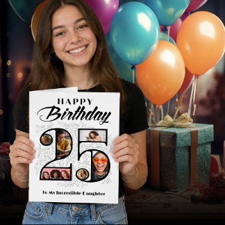 Daughter 25th Birthday Big Floral Number Card