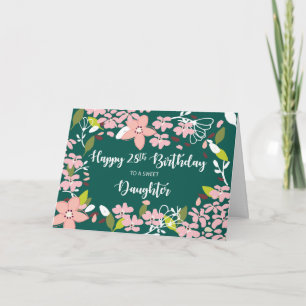 Daughter 28th Birthday Green Flowers Card