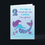 Daughter 2nd Birthday Sparkly Look Mermaid Card<br><div class="desc">Soon your sweet little daughter will be turning two years old. This card was designed for her so you can “shell-ibrate” and greet her in a fun way. She will definitely love that beautiful mermaid on the cover of this card.</div>