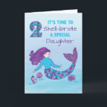 Daughter 2nd Birthday Sparkly Look Mermaid Card<br><div class="desc">Soon your sweet little daughter will be turning two years old. This card was designed for her so you can “shell-ibrate” and greet her in a fun way. She will definitely love that beautiful mermaid on the cover of this card.</div>