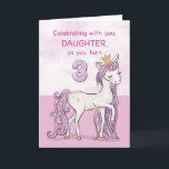 Daughter 3rd Birthday Pink Horse With Crown Card<br><div class="desc">This pretty card will bring an ooh and ahh to your daughter on her 3rd birthday as she sees this pink and white pony wearing a crown with a touch of golden looking sparkle on her mane, tail and crown. Sweet card to wish your daughter happy 3rd birthday! (Digitally rendered...</div>