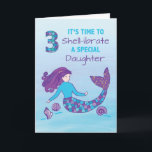 Daughter 3rd Birthday Sparkly Look Mermaid Card<br><div class="desc">On your daughter’s 3rd birthday, this fun mermaid card will delight her! With purple, teal, pink and blue, a mermaid has digitally created sparkles on her tail, hair and on the shells. A large number 3 tells the story of her birthday year - as you “shell-ibrate” your very special little...</div>