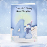Daughter 4th Birthday Snowman with Snowy Four Card<br><div class="desc">Celebrate your daughter's fourth birthday with this sweet winter illustration featuring a cheerful snowman carefully shaping a big snowy “4.” The soft seasonal palette,  playful snow textures,  and whimsical details create a charming scene perfect for little ones who love winter magic.</div>