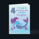 Daughter 4th Birthday Sparkly Look Mermaid Card<br><div class="desc">When it’s time to “shell-ibrate” your daughter’s 4th birthday and you want to surprise her with a card to send fun greetings and wishes then this card would be perfect to do that. Grab your copy of this now!</div>