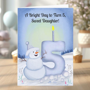 Daughter 5th Birthday Snowman Snowy  Card