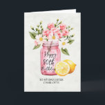 Daughter 80th Birthday Jar Pink Flowers Greeting Card<br><div class="desc">Celebrate your daughter's 80th birthday with this floral greeting card featuring a jar with pink flowers and lemons. A sweet and elegant design for a very special milestone. Add your own message inside to make it personal, or leave it blank to handwrite it. Printed or digital download options are available....</div>