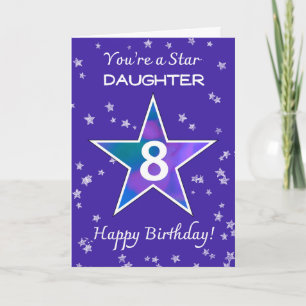 Daughter 8th Birthday Shining Star Vibrant Purple Card