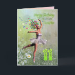 Daughter age 11, flower fairy birthday card<br><div class="desc">A beautiful ballerina flower fairy dancing on a birthday card for a Daughter.</div>