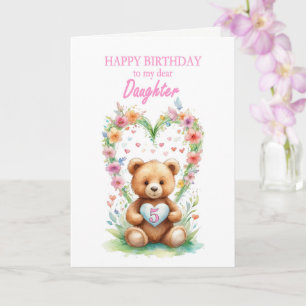 Daughter Age 5 Teddy Bear Card