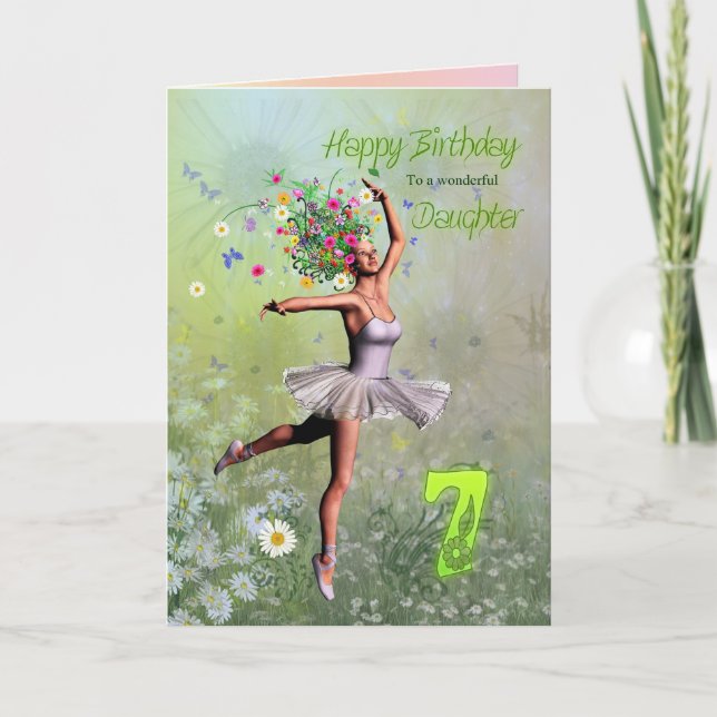 Daughter age 7, flower fairy birthday card (Front)