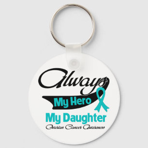 Daughter - Always My Hero - Ovarian Cancer Key Ring