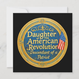 Daughter American Revolution Descendant Patriot Card