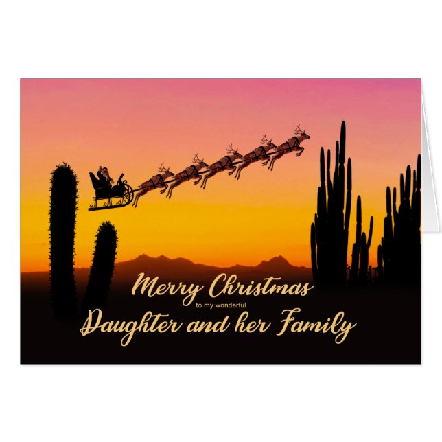 Daughter and Family Christmas Santa Over Desert (Front Horizontal)
